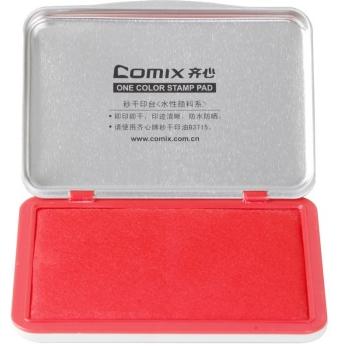 齐心（COMIX）B3732 金属方形秒干印台 中号 红色