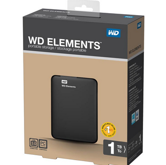 西部数据（WD） Elements 新元素系列 2.5英寸 USB3.0 移动硬盘 1TB（WDBUZG0010BBK）