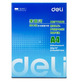 得力(deli)7413 莱茵河复印纸A4 80g 500张/包 单包装