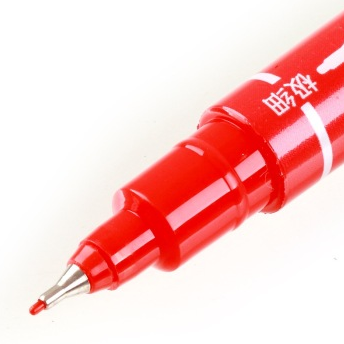 齐心（COMIX）MK804 小双头油性记号笔 12支装 红色