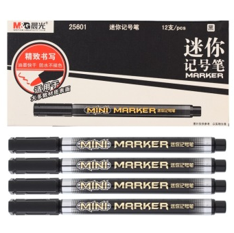 晨光（M&G）APM25601 迷你记号笔 单头 12支装 黑色
