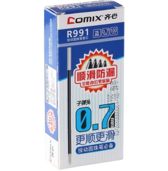 齐心（COMIX） R991 圆珠笔笔芯 100支装 蓝色