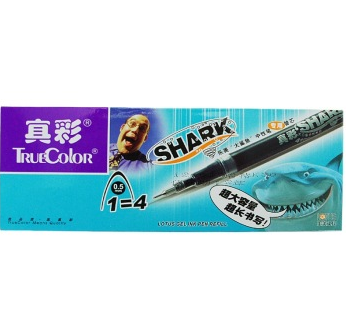 真彩（TrueColor） 4108 大白鲨大容量中性笔芯 黑色 0.5mm 半针管 1*12支装