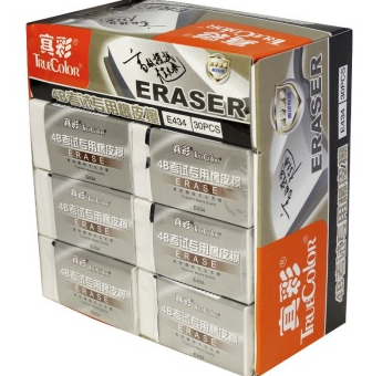 真彩（TrueColor） E434 4B考试专用橡皮擦 白色 30块/盒