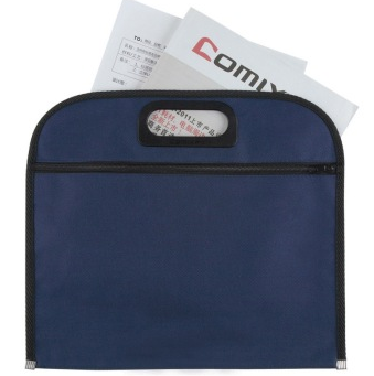 齐心（COMIX）A1670 织布袋摊开式双袋/文件袋/资料袋 B4 蓝色
