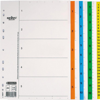 易达(Esselte)纸质分类页索引 #56115/69871 A4，每套分1-5