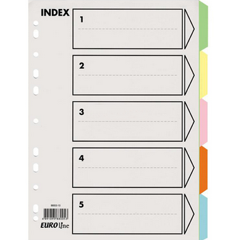 易达(Esselte)纸质索引 #SL-88005N A4，五色索引