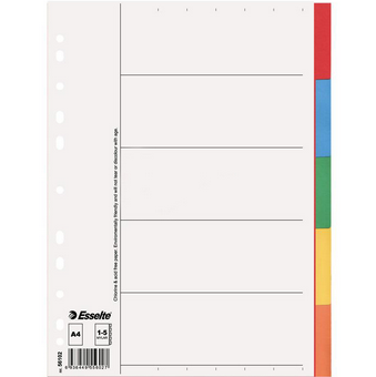 易达(Esselte)纸质分类页 #56102(100199) A4，5页 五色分类