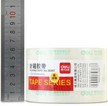 得力（deli）30367 超透封箱胶带60mm*40y（36.6米） 1卷装