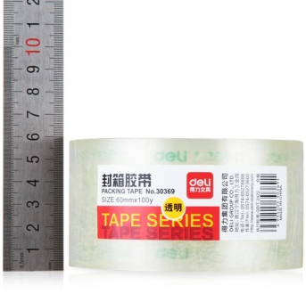 得力（deli） 30369 超透明封箱胶带 60mm*100y（91.4米） 1卷装