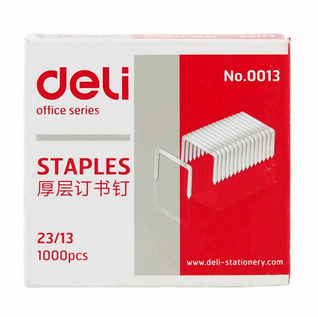 得力(Deli)0013 13号订书钉23/13装订100页 1000枚/盒