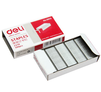 得力(Deli)0015 15号厚层订书钉23/10装订75页 500枚/盒