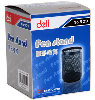 得力（DeLi）909高级金属网纹圆形笔筒