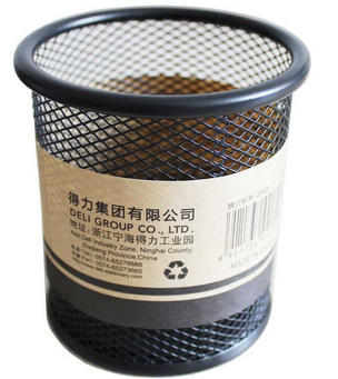 得力(Deli)9172圆形金属网状笔筒（黑色）