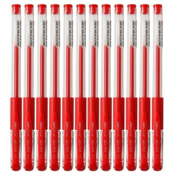 得力(deli) 6601 盒装0.5mm经济实用型中性笔 红色 12支/盒