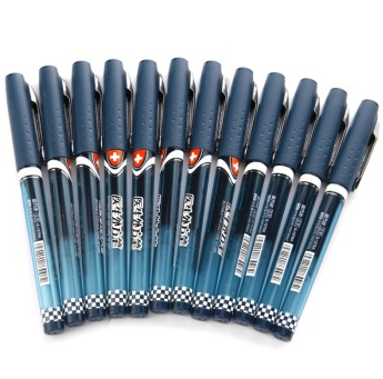 金万年（Genvana） G-1278A 中性笔0.5MM半针管大容量医生处方笔-蓝黑色 (12支装)