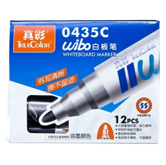 真彩（TrueColor） 0435C 白板笔 黑色 圆笔头 12支装