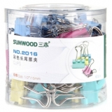 三木(SUNWOOD) 2016 15mm彩色长尾夹/长尾票夹 60只/筒