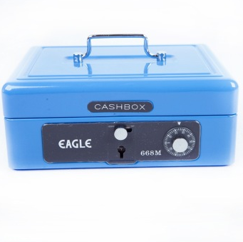 益而高（Eagle）668M 中型金属手提金库(密码+锁)（蓝色）